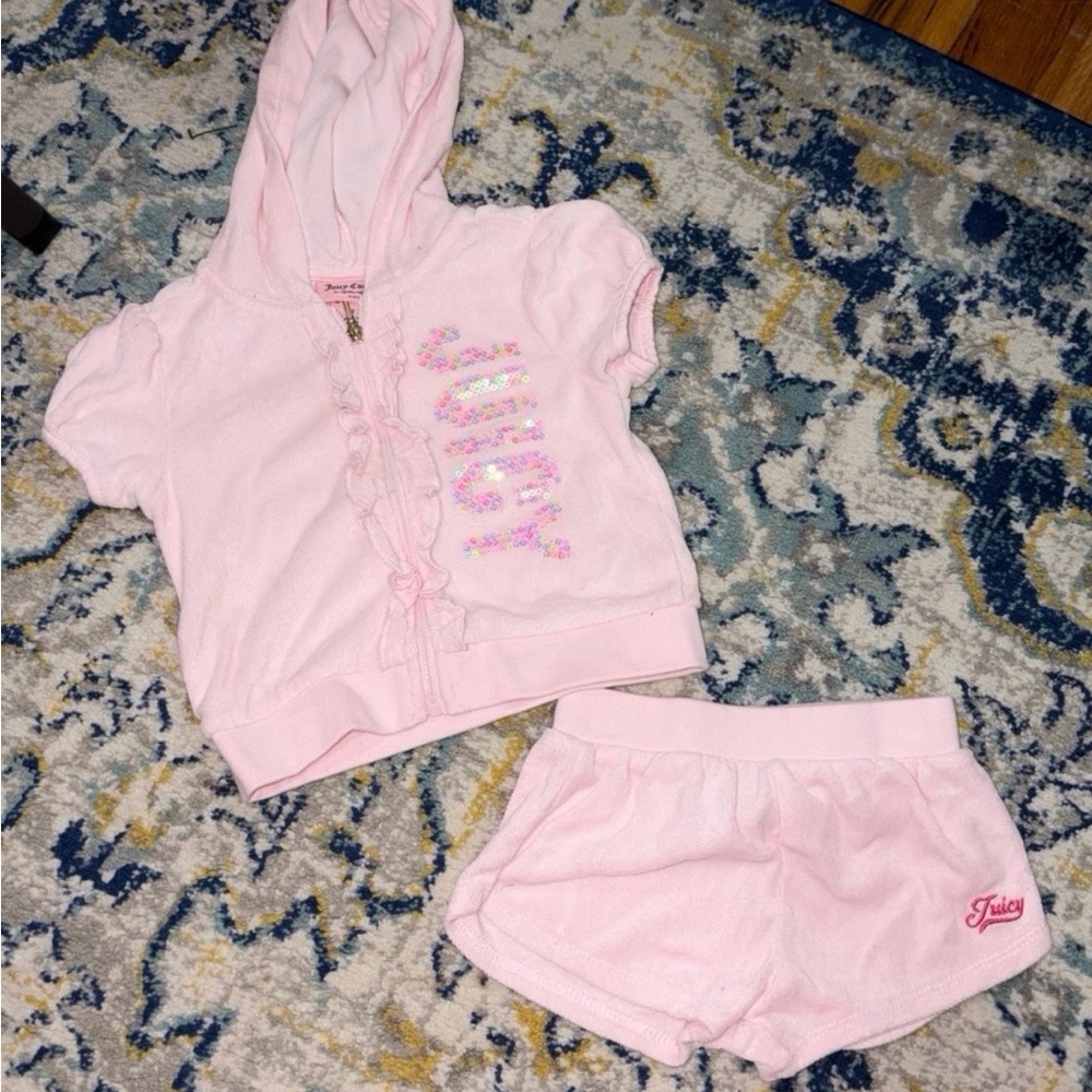 Juicy Couture Light Pink Hooded Top and Shorts